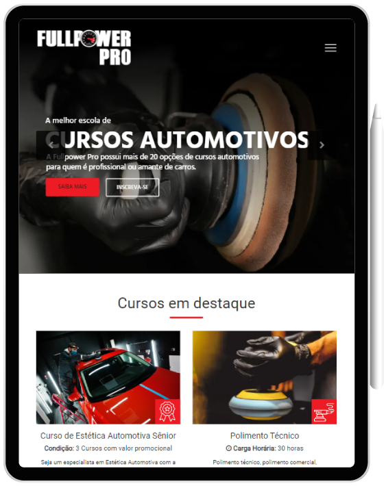 Tablet Website para escola profissionalizante - Tablet