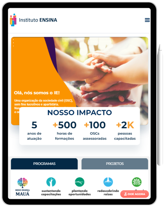 Tablet Website para centro educacional - Tablet