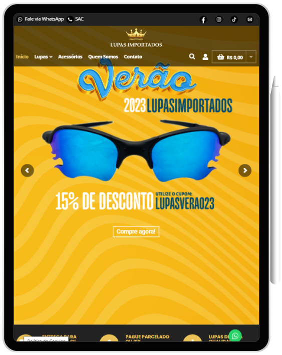 Tablet Loja virtual de óculos de sol - Tablet