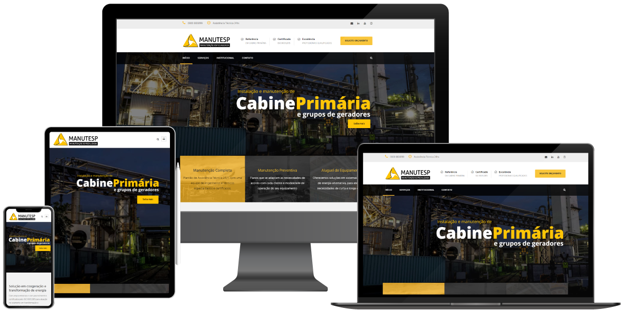 hypelab-portfolio-manutesp Website para empresa de instalação e manutenção elétrica