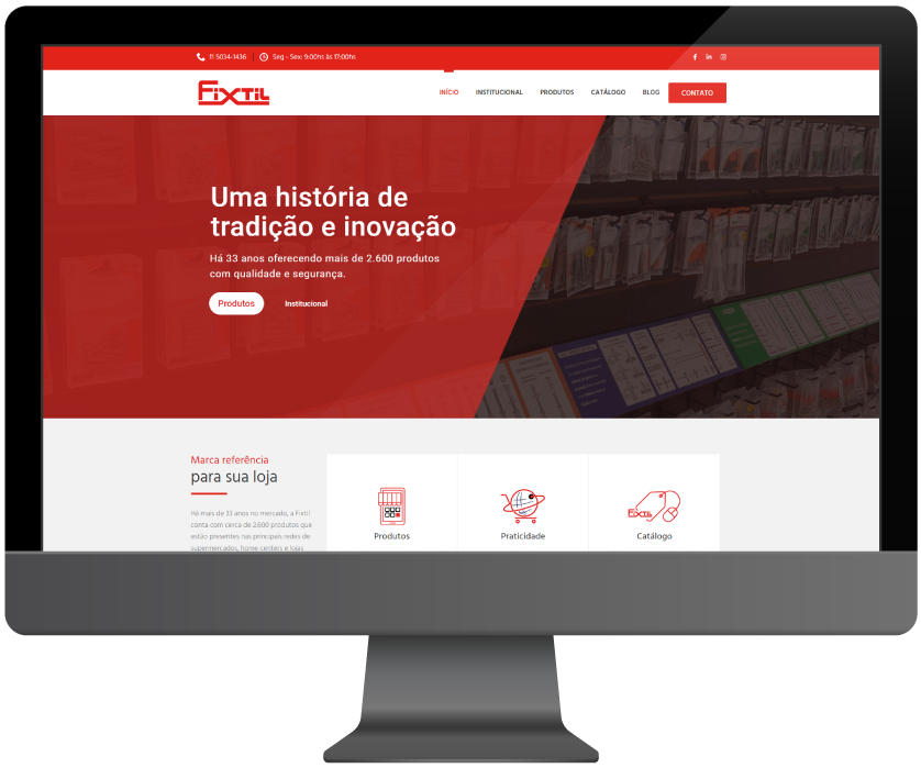 Desktop Website para distribuidora de acessórios de fixação - Desktop