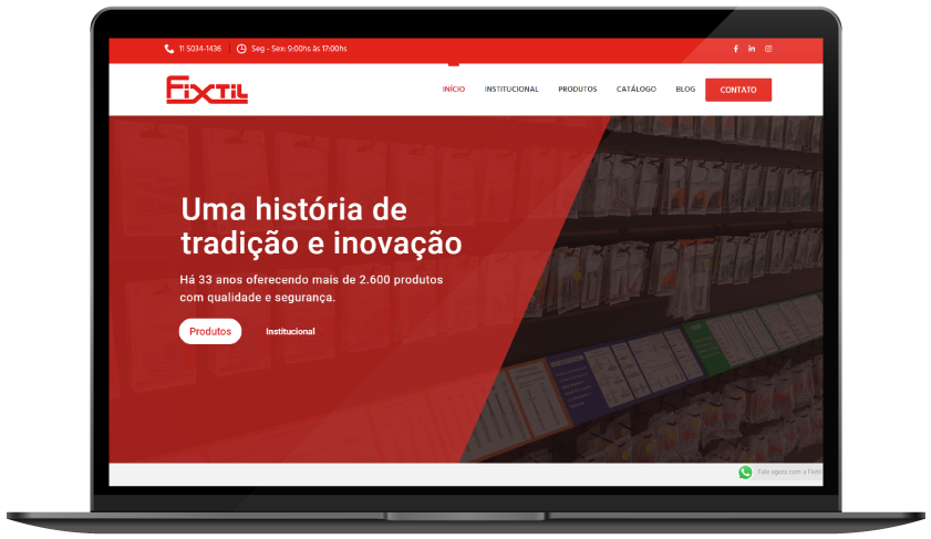 Notebook Website para distribuidora de acessórios de fixação - Notebook