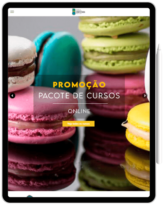 Tablet Loja virtual para escola de confeitaria - Tablet