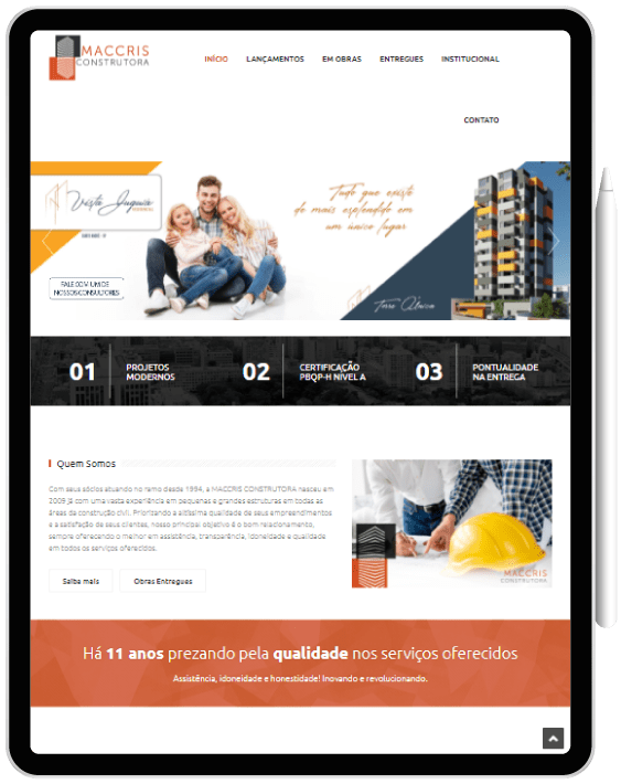 Tablet Website para construtora - Tablet