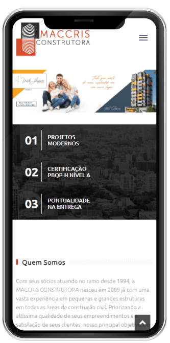 Smartphone Website para construtora - Smartphone