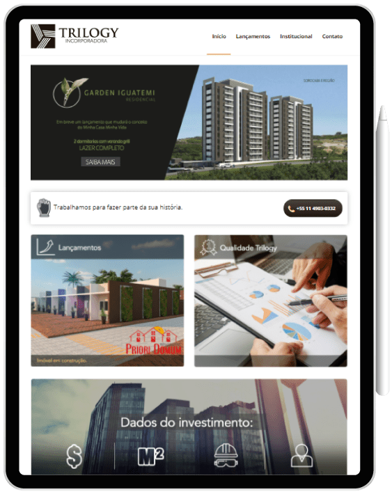 Tablet Website para Incorporadora de Imóveis - Tablet