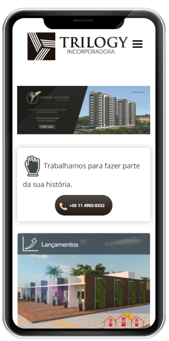 Smartphone Website para Incorporadora de Imóveis - Smartphone