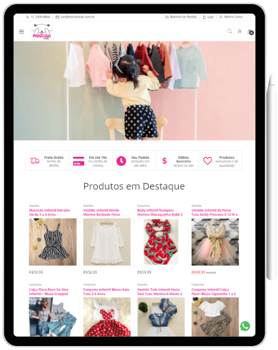 Tablet Loja virtual para loja de roupas infantis - Tablet