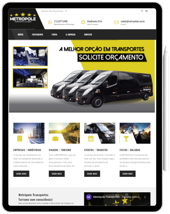 Tablet Website para empresa de transportes - Tablet