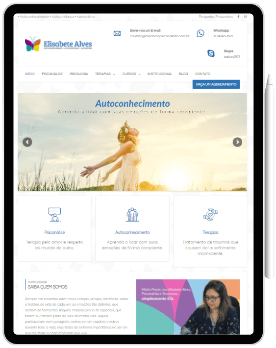 Tablet Website para psicanalista - Tablet