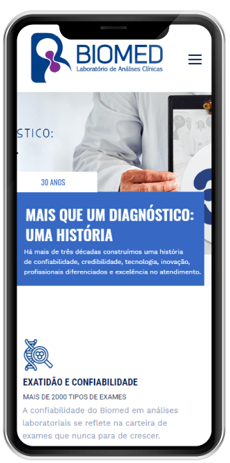 Smartphone Website para laboratório clínico - Smartphone