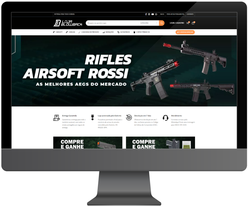 Deskop Loja virtual para empresa de Airsoft - Deskop