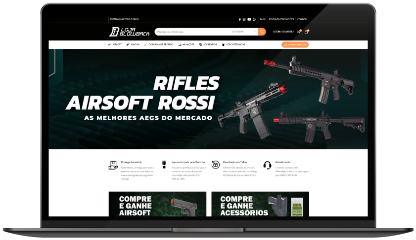 Notebook Loja virtual para empresa de Airsoft - Notebook