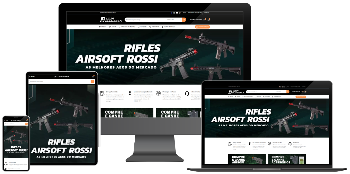Telas Loja virtual para empresa de equipamentos de airsoft
