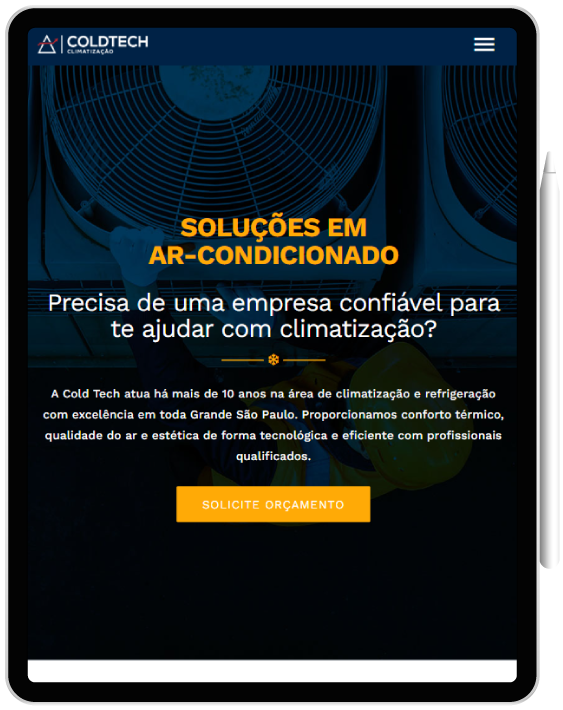 Website para empresa de climatização - Tablet