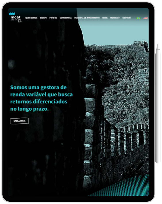 Tablet Website para empresa de investimentos - Tablet
